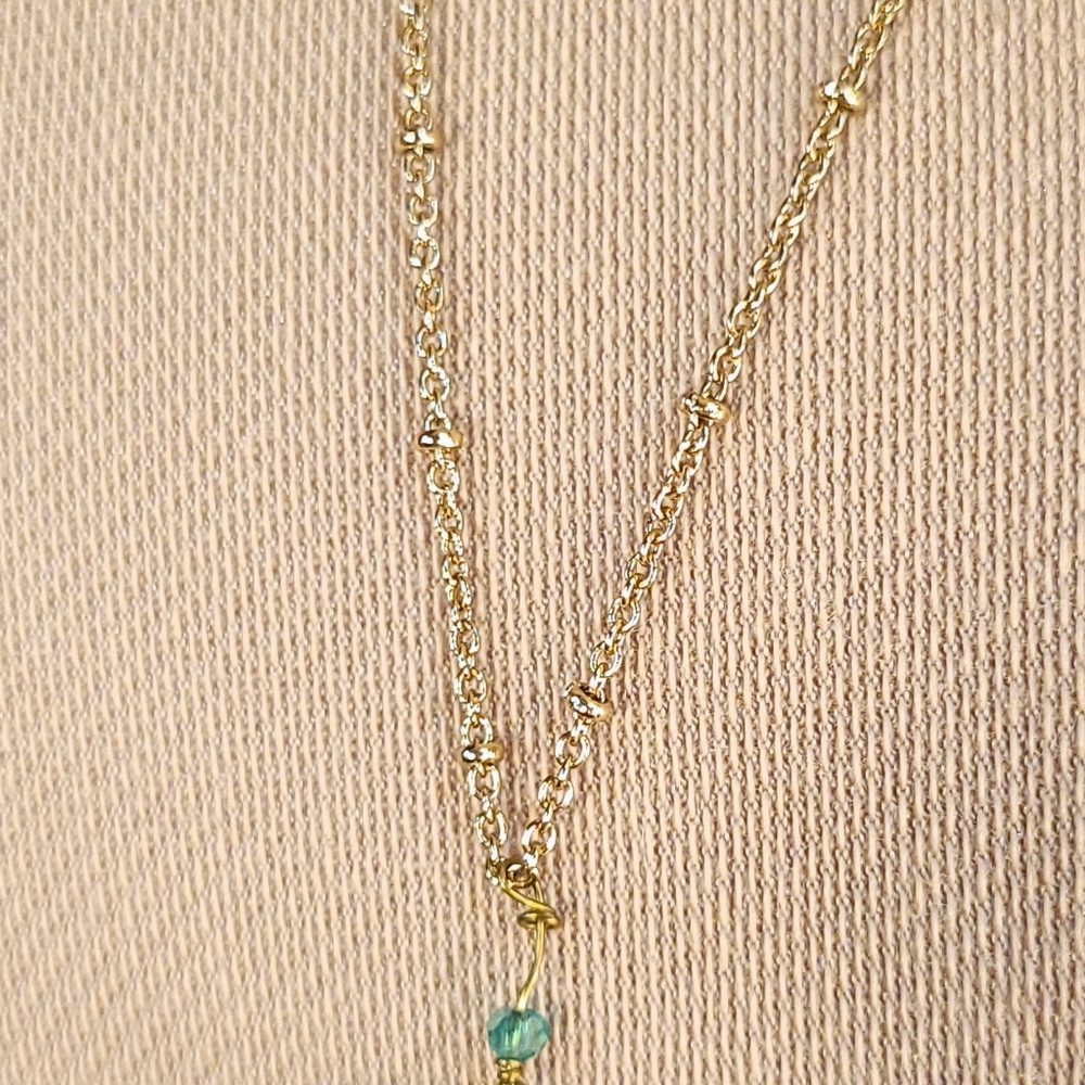 Teal Blue Crystal Beaded Necklace - Picture 7 of 11